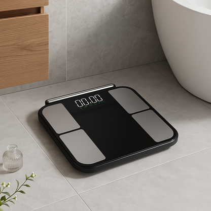 Best Bathroom Weight Scale placed in a modern bathroom – accurate digital smart scale with LED display for home health tracking.