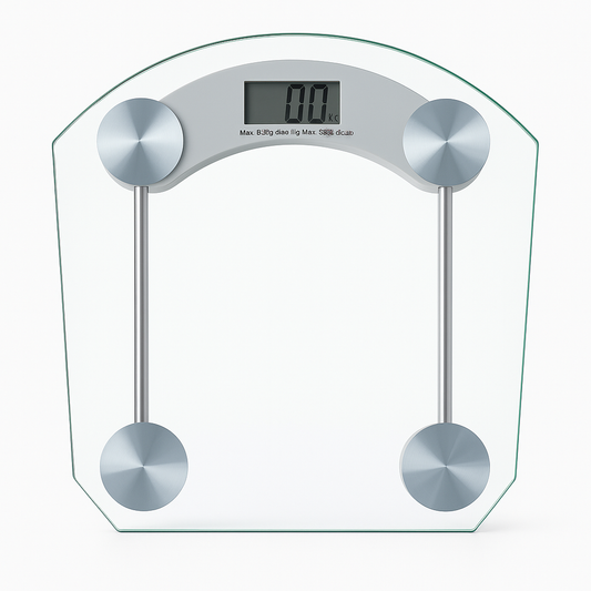 Precision Digital Bathroom Scale – slim glass digital scale with clear LCD display and high-accuracy sensors for home use.